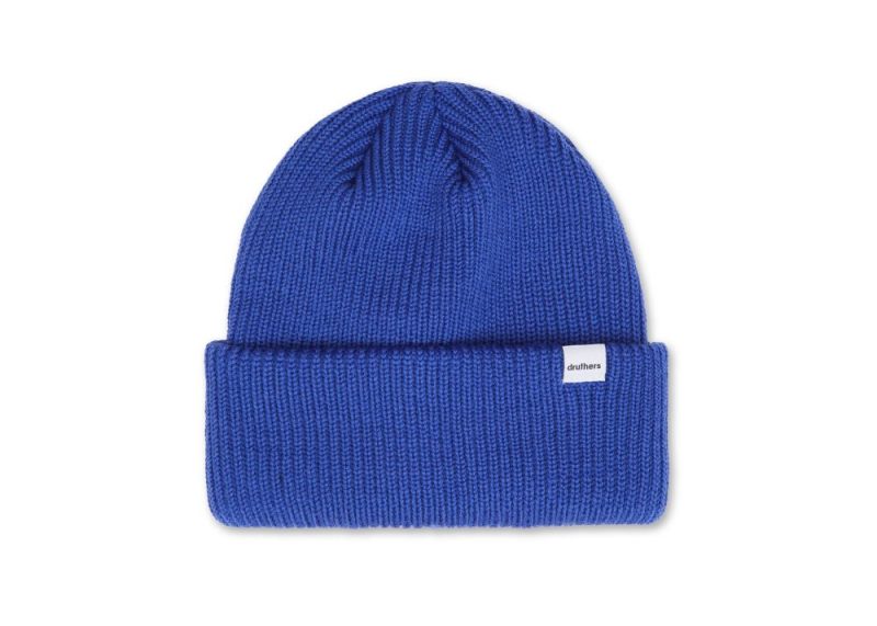 new DRUTHERS 1x1 RIBBED MERINO WOOL BEANIE MARINE FLAT Edit