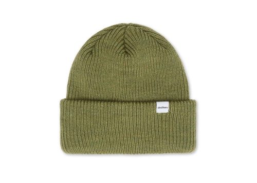 new DRUTHERS 1x1 RIBBED MERINO WOOL BEANIE OLIVE FLAT Edit